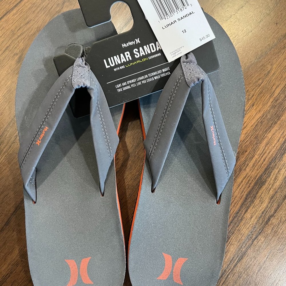Hurley Lunar Sandal - Dark Smoke Grey - New - Men's Size 12